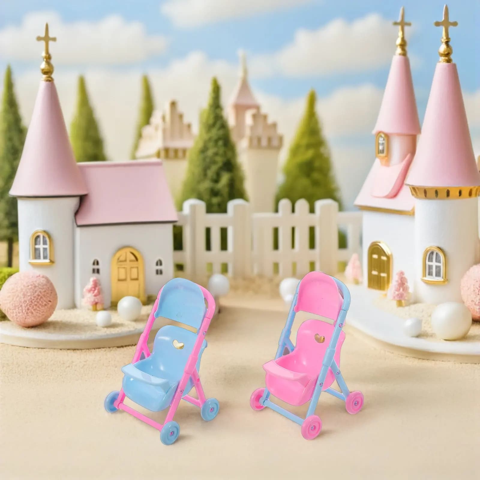Set di 8 Passeggini Giocattolo per Bambini, Miniature Realistiche per Giochi di Ruolo e Simulazioni