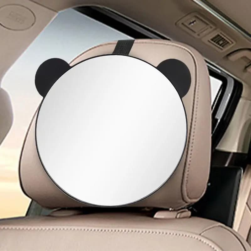 Specchio per auto per bambini regolabile con rivestimento posteriore per bambini Specchio per seggiolino auto Orecchie per orsi Monitor retrovisore Accessori per auto trasparenti con ampia vista