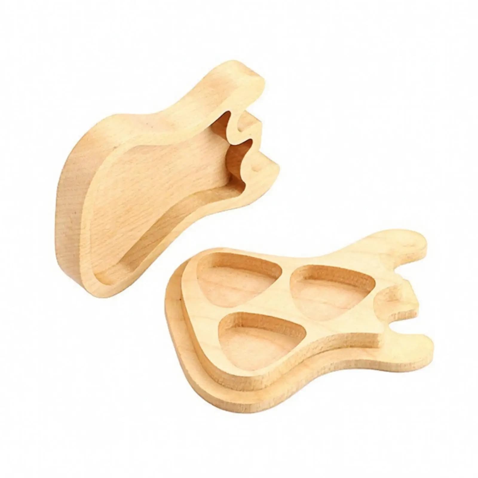 Wooden Guitar Pick Holder Box Maple Guitar Pick Storage Box Natural Compact for Guitarists, Music Studio, Desk