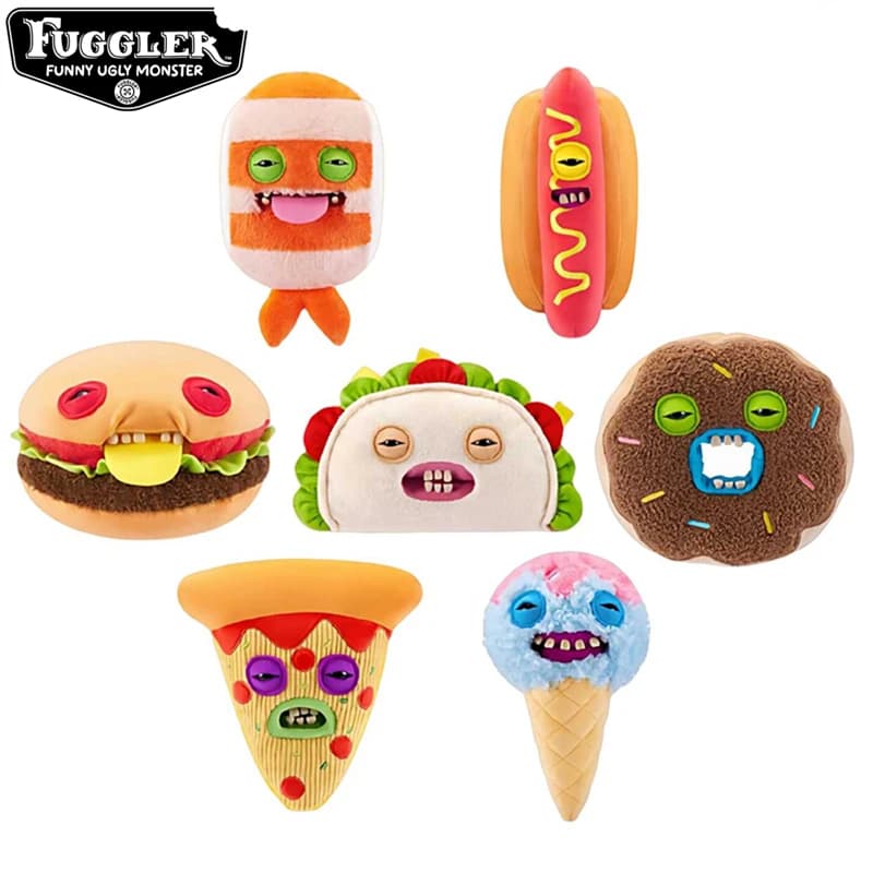 Peluche Mostro Dentato Fuggler Originale, Serie Kawaii Fuggalicious, Bambole Peluche Hamburger Hot Dog Donut, Regalo