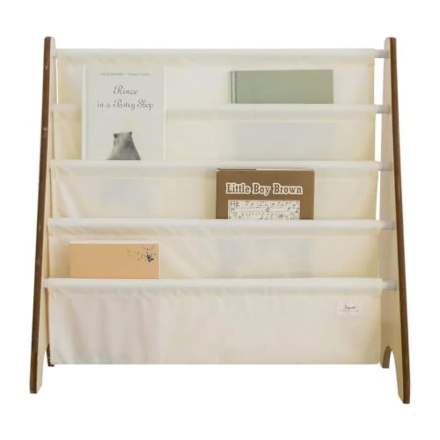 Book shelves in recycled fabric with 3 sprouts Organizer for bookshelves at 4 levels - Children's room Playroom Classroom Wooden books shelves - Ki