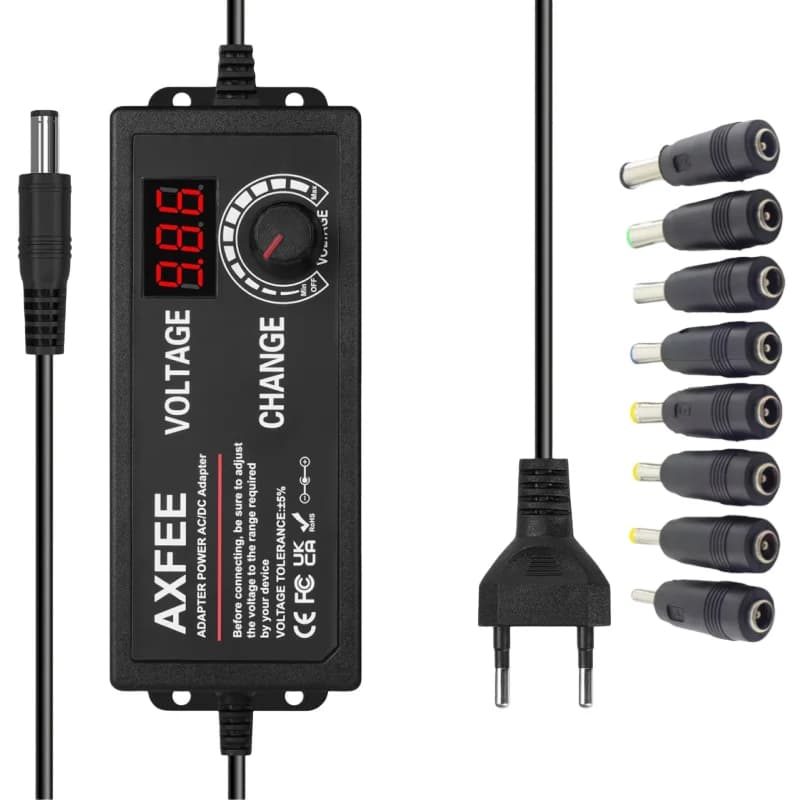 Adattatore regolabile AC DC 12V Volt Display a LED Alimentatore da 220V a 3V 5V 9V 12V 5A Con spina connettore Jack DC con EU/UK
