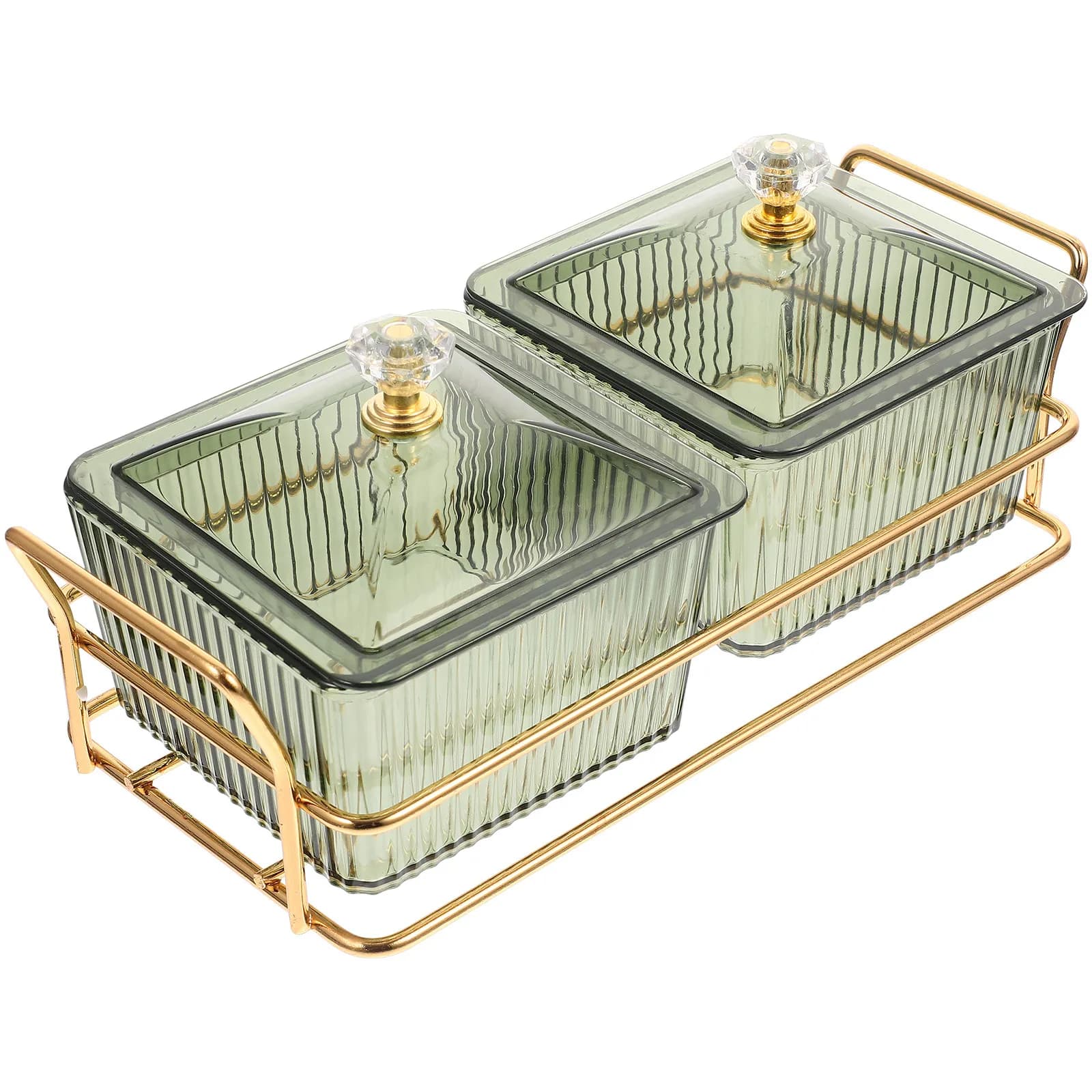 Set di Vassoi Divisi per Frutta in Cristallo Trasparente, Piatto Multi-Griglia per Snack, Vassoio Decorativo per Frutta Secca, Noci e Caramelle