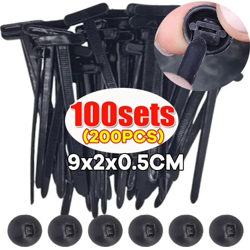1-100 Pezzi Fascette Universali in Nylon Multiuso con Fibbia, Cinghie per Cavi Resistenti con Chiusura Automatica, Nere, per Riparazioni Auto