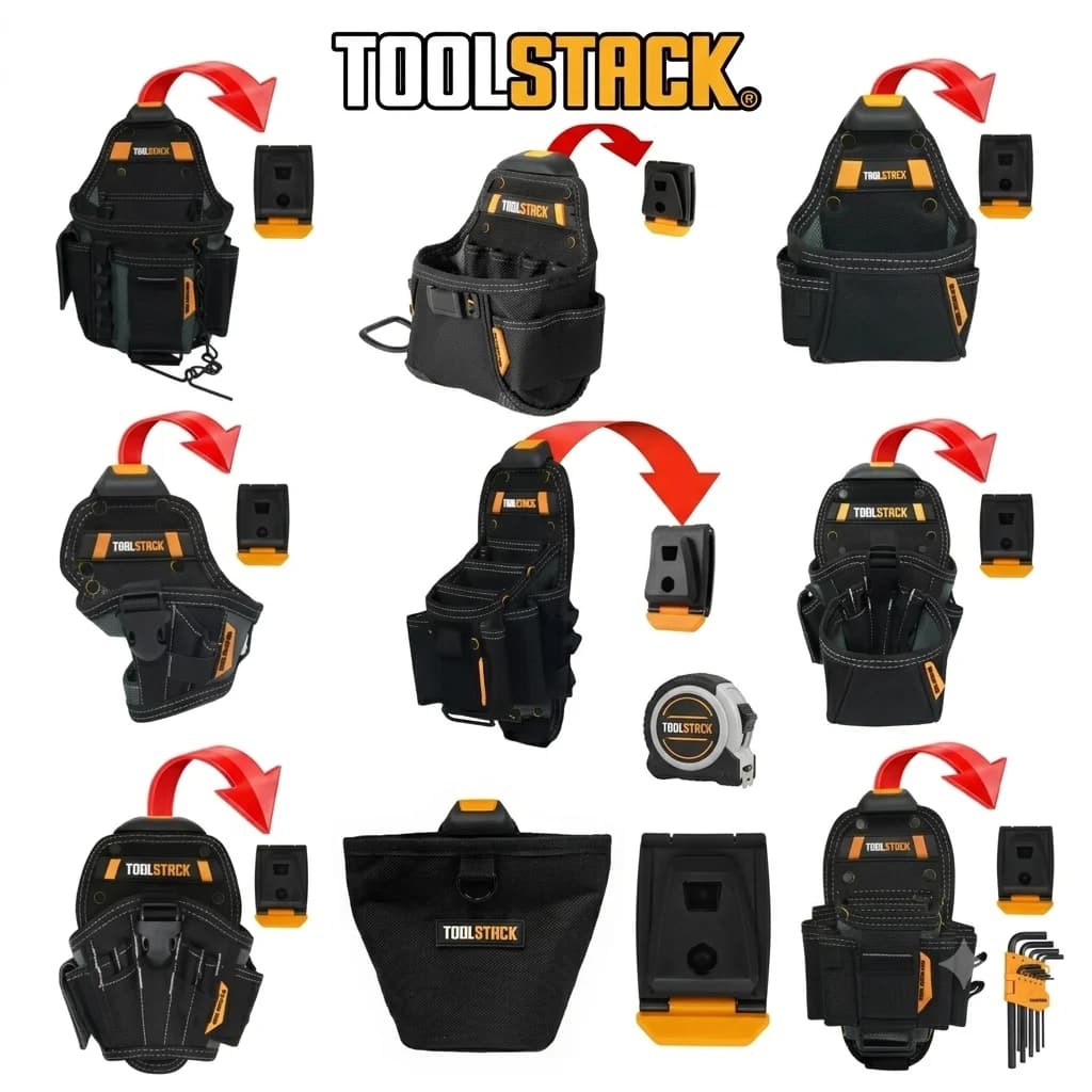 TOOLSTACK Heavy Duty Electrician Tool Bag Waterproof Waist Pouch Canvas Construction Carpenter Belt Pocket Hardware Organizer 1P