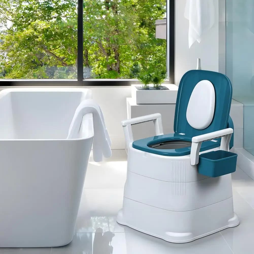 Toilet Portable for Adults, Comoda da Comodino, Sedia Toilet con Braccioli Removable, Toilette Mobile Portatile, Chair Vasino per Adult