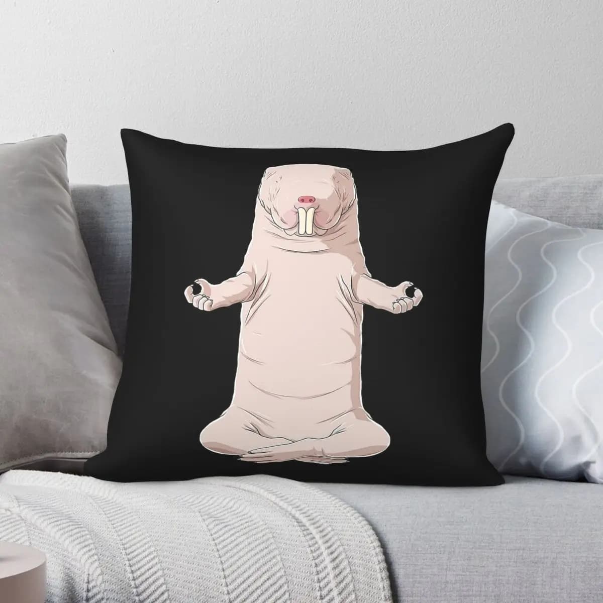 Naked Mole-rat Meditate Square Pillowcase Polyester Linen Velvet Pattern Decorative Throw Pillow Case Car Cushion Cover 45x45