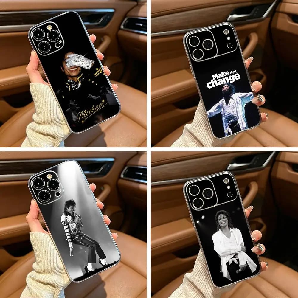 Cover Trasparente per iPhone 17, 16, 15, 14, 13, 12, 11, Pro Max, 16/15/14 Plus - Michael Jackson, il Re del Pop