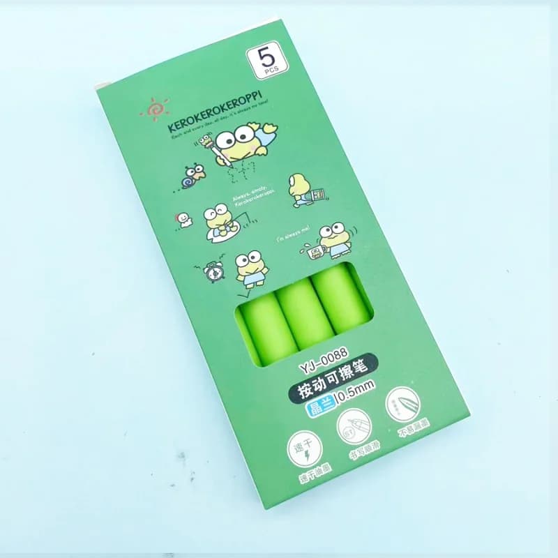 5 pz/scatola Kawaii Sanrio Keroppi Penne Gel Cancellabili Per La Scrittura Carino 0.5mm Inchiostro Blu Penna Neutra Regalo Materiale Scolastico Per Ufficio