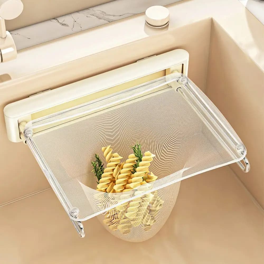 Foldable Kitchen Sink Filter Rack Strong Load-Bearing Self-adhesive Food Waste Drain Basket Non-slip Easy Installation