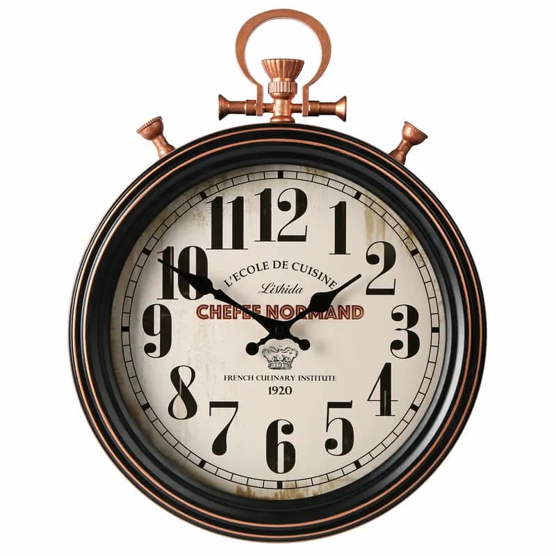 Silent wall clock, antique nostalgic craft wall watch, wrought iron quartz clock
