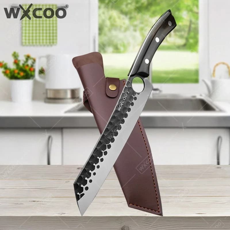 Coltello da Cucina WXCOO in Acciaio Inossidabile, Coltello Lungo per Disossare, Forgiato a Mano per Manzo, Agnello, Maiale, Accessori da Cucina per Uso Domestico