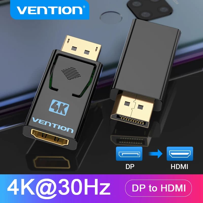Vention DisplayPort Adapter to HDMI 4K male DP video audio converter to HDMI female for laptop PC DisplayPort Projector to HDMI