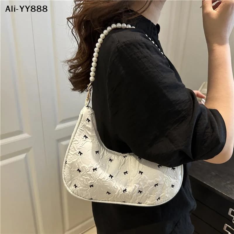 【Y8】Borsa a mano unica con fiocco arricciato, elegante e versatile, da portare a spalla o sotto il braccio, per donna