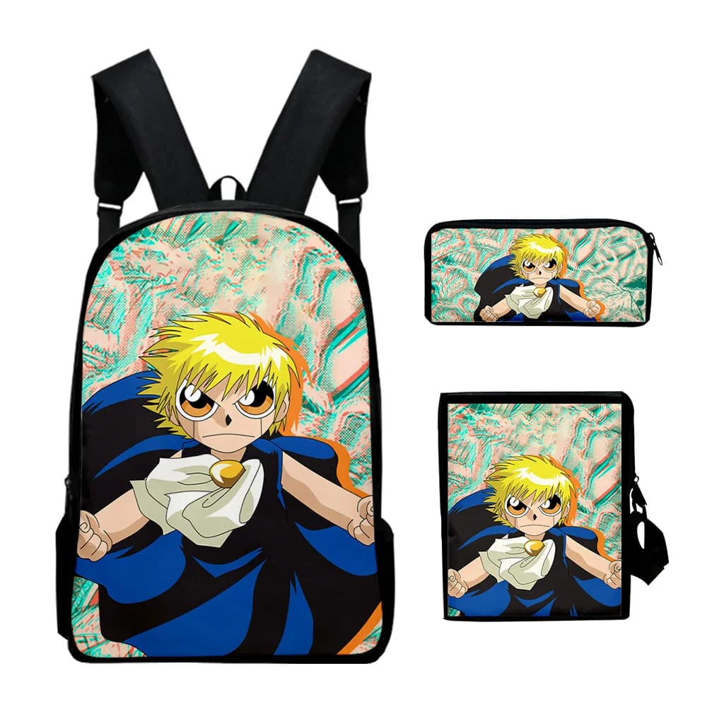 Hip Hop Popolare Zatch Bell Anime Stampa 3D 3 pezzi / set Borse da scuola per alunni Zaino per laptop Zaino Borsa a tracolla inclinata Astuccio