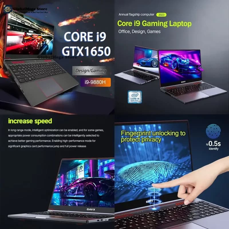 New 16.1 Inch Core I9 9880H Gamer PC GTX1650 4G Graphics Card Core I9 9th Gen 64GB Business Gaming Laptop