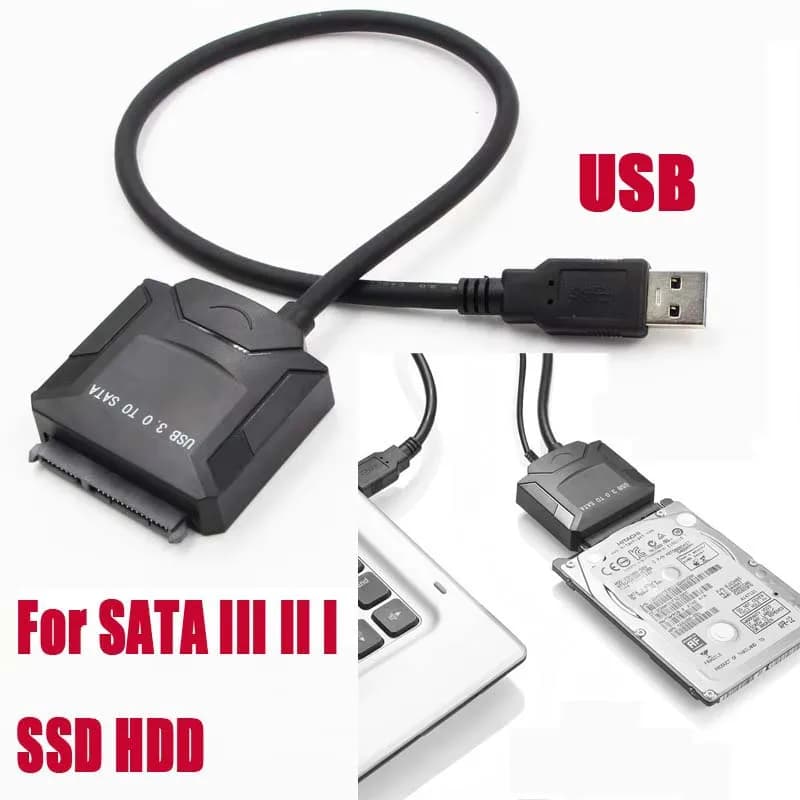 USB 3.0 to SATA Cable Adapter SATA III II I Hard Drive Disk Converter 2.5" 3.5" SSD Extender External HDD Plug with Power Port