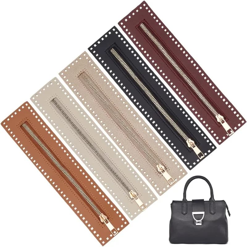 1/2 pz Cerniera in pelle lunga 27 cm, utile per borse all'uncinetto, cerniera solida, accessorio per cucito, cerniera in pelle PU per borse a mano