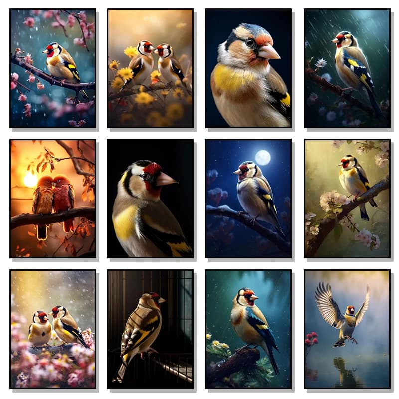 1pcs(No frame) Majestic Bird Goldfinch Posters Epic Goldfinch Bird Couple Wall Picture Canvas Paintings Wall Art Prints Bedroo