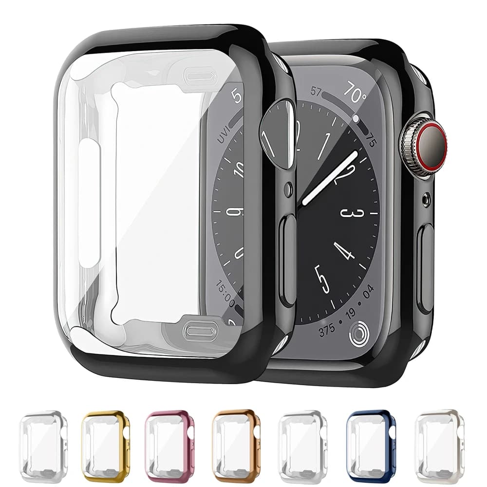 Custodia per Apple Watch 10 42/46mm 45mm 41mm 38mm protezione schermo in vetro temperato + cover paraurti iwatch serie 9 8 SE 7 6 5 4 3 2 1