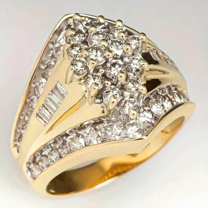 Nuovo Anello con Zirconi a Fiore 2026 per Donne, Splendente, Elegante, Personalizzato in Stile Palaziale, alla Moda, Lusso Discreto, Gioiello Raffinato