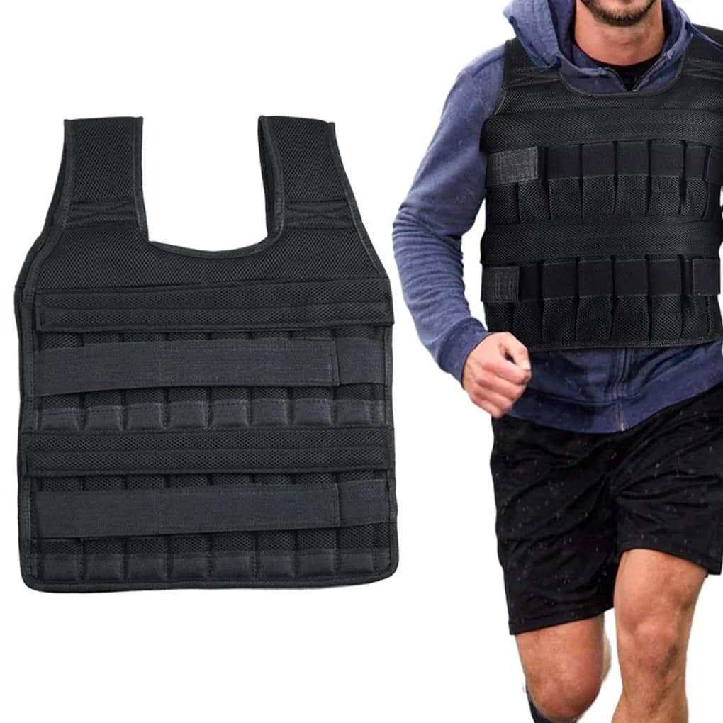 Adjustable workout weighted vest, weighted 35 kg fitness training jacket, for strength resistance, steel plate not included