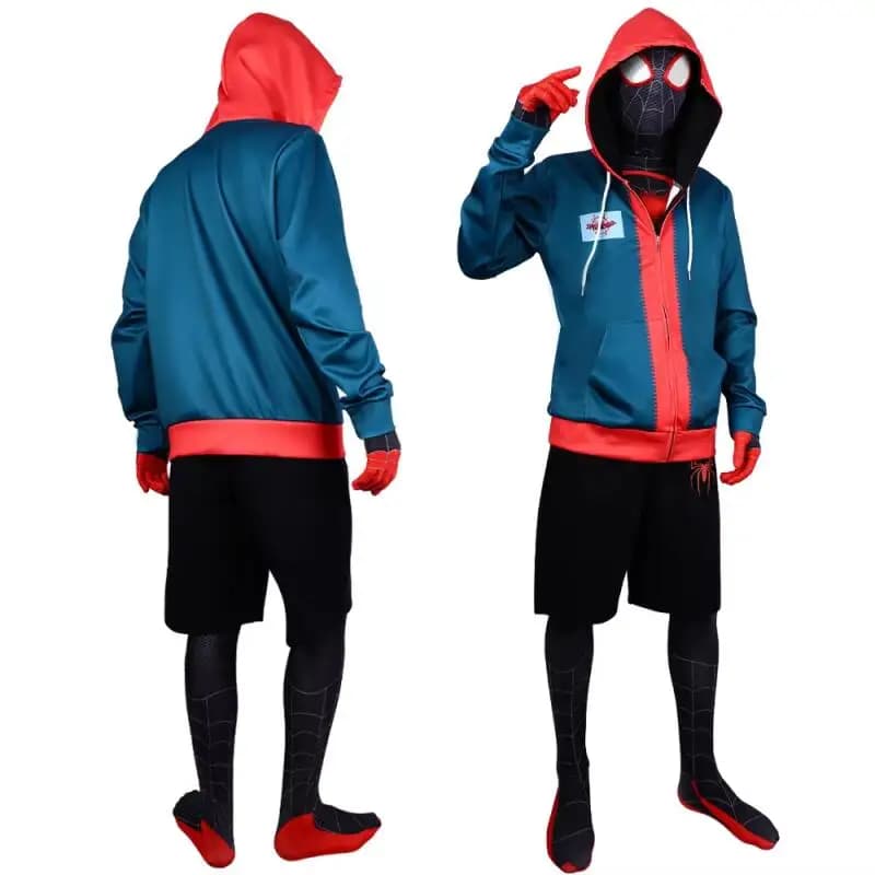 Miles Morales Costumes Cosplay Halloween Carnival party Anime Spider Man Hooded jacket with 3D printed zipper
