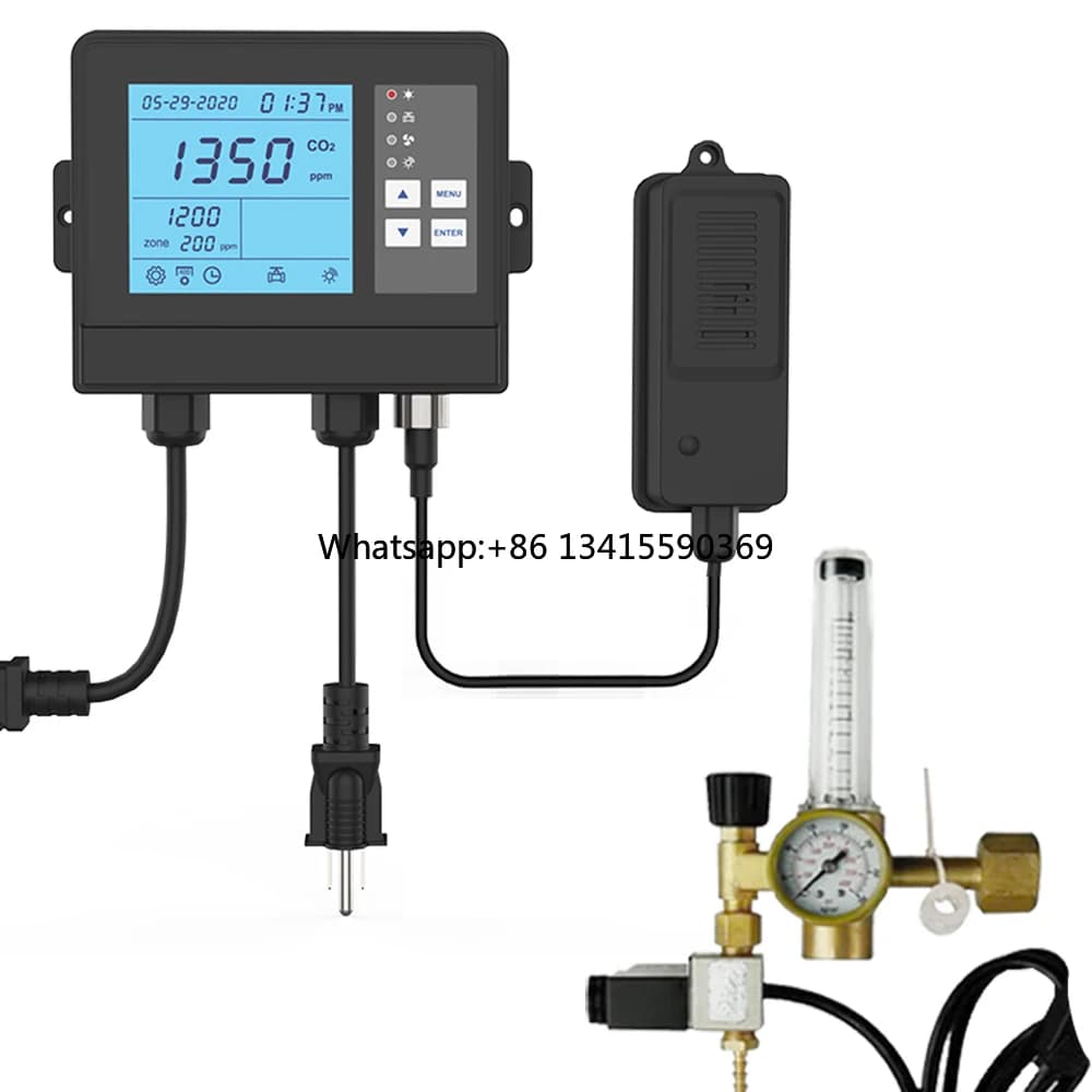 Controller di CO2 automatizzato, controller digitale di anidride carbonica montato a parete per serra con sensore di CO2 impermeabile remoto diviso