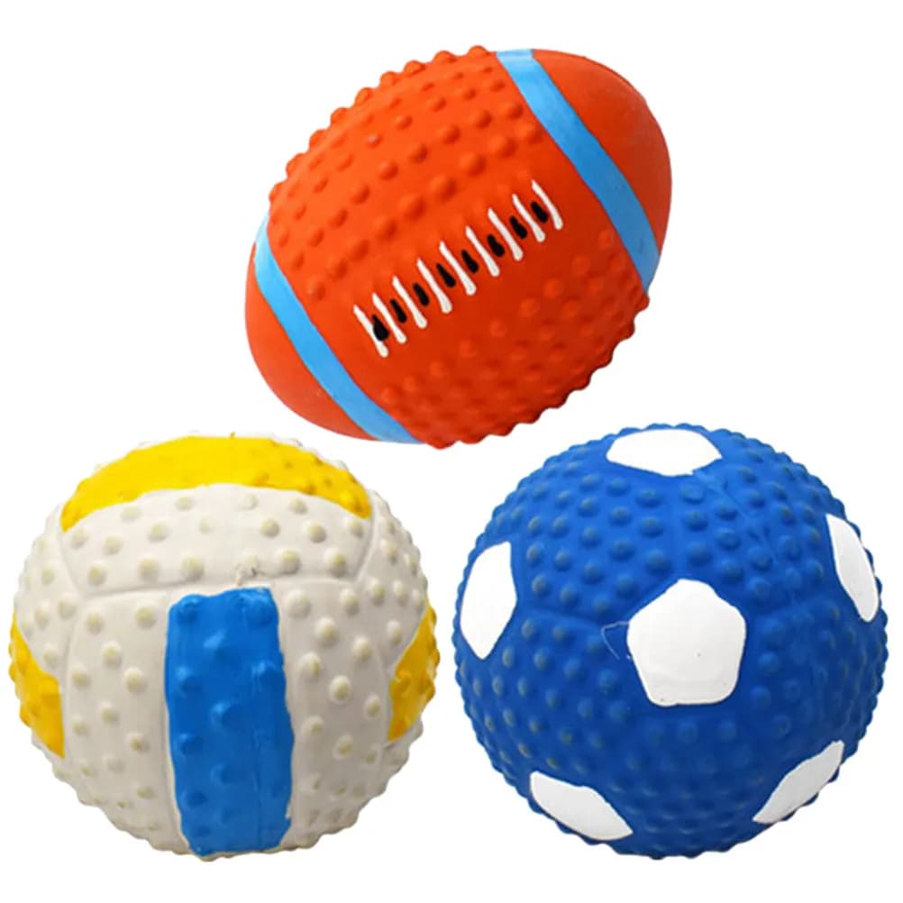 Set di 3 Palline in Lattice per Cani: Rugby, Pallavolo e Calcio per Pulizia Denti e Divertimento