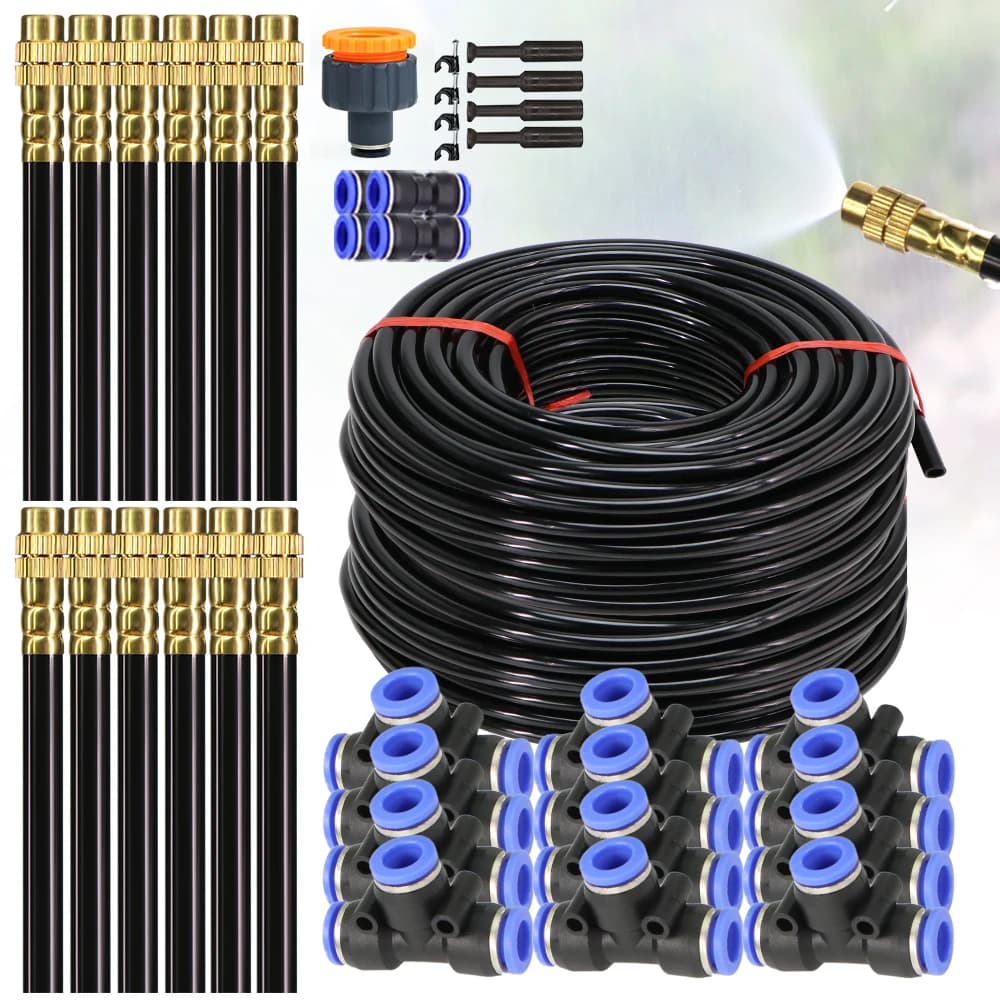 30M-5M Foldable Universal Sprayer Kit with 8mm Pipe for Patio Nebulization and Cooling System, Garden Plant Irrigation and Nebulization