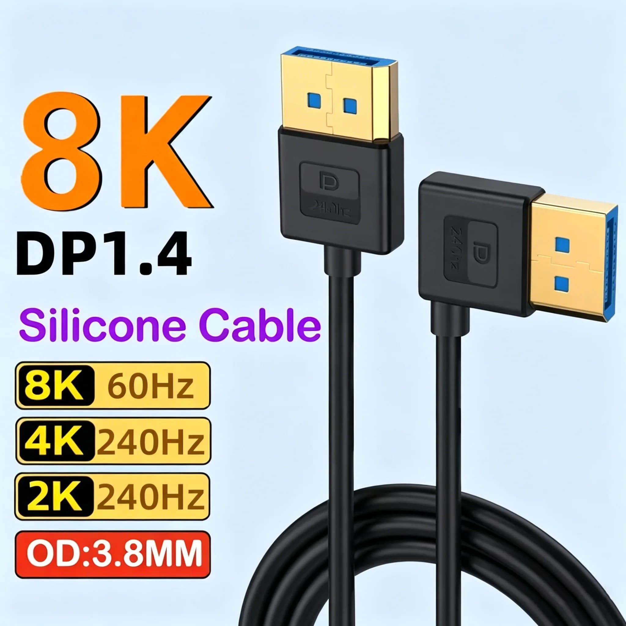 Cavo DisplayPort 1.4 ad Angolo Retto 8K 60Hz 90° ° Cavo Displayport Angolato, 1.4V fino a 4K 240Hz 1m/3m/5m per RX 7900/7800 RTX 4090/70