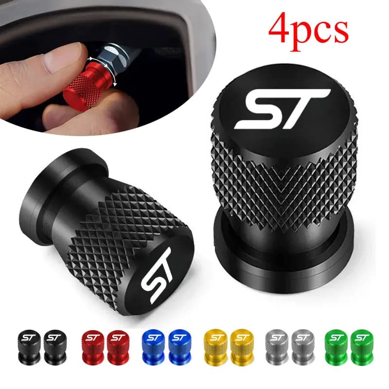 4pcs For Ford ST FOCUS 2 3 Mondeo Fiesta Kuga MK2 MK3 MK4 Car Wheel Tire Valve Caps Tyre Stem Covers Airdust Waterproof