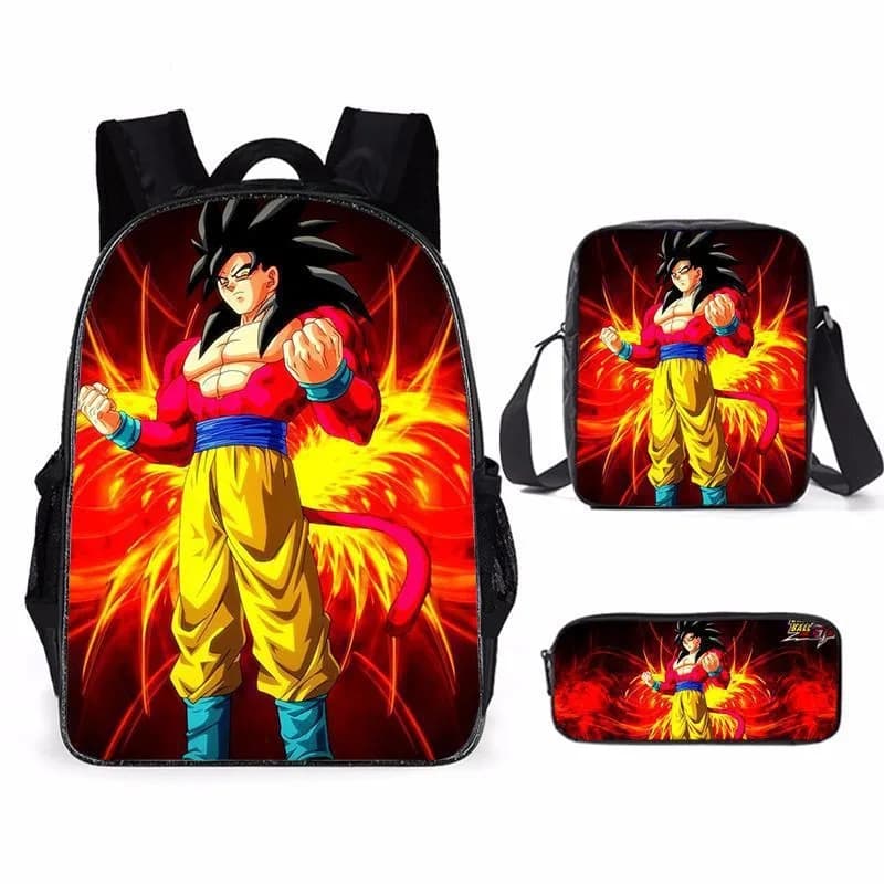3 In 1 Anime Dragon Ball Goku Kids Schoolbag Set Ultra Instinct Print Children Backpack Crossbody Bag Pencil Box Gift
