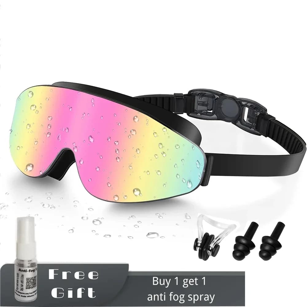 Polarized swimming glasses for children from 4 to 16 years old, with anti-fog spray, earplugs with nose clip, swimming glasses with wide anti-fog view without losses