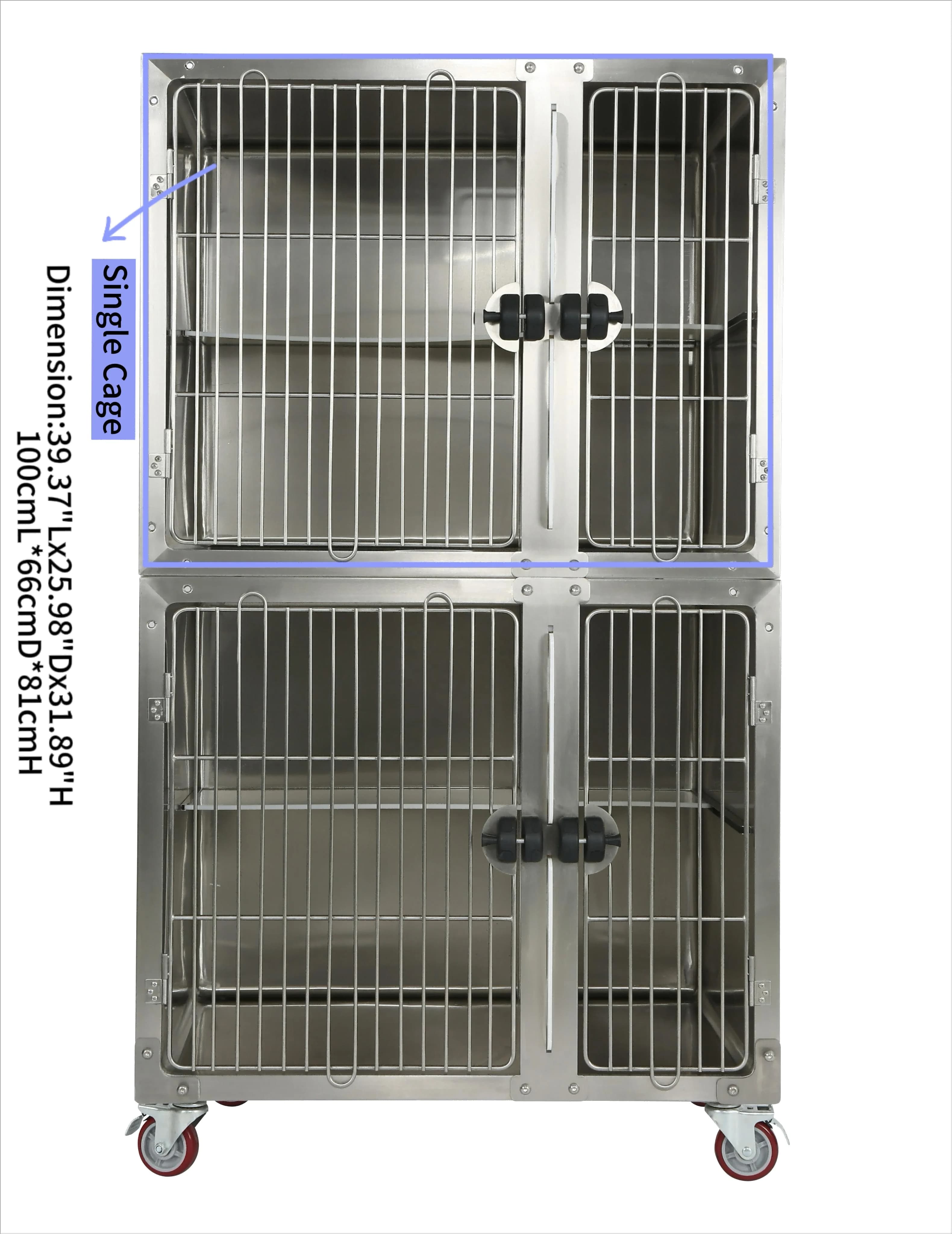 Cuccia per cani in acciaio inossidabile Gabbia per gatti Gabbia per conigli Gabbia per cani da compagnia fai da te in metallo per veterinario
