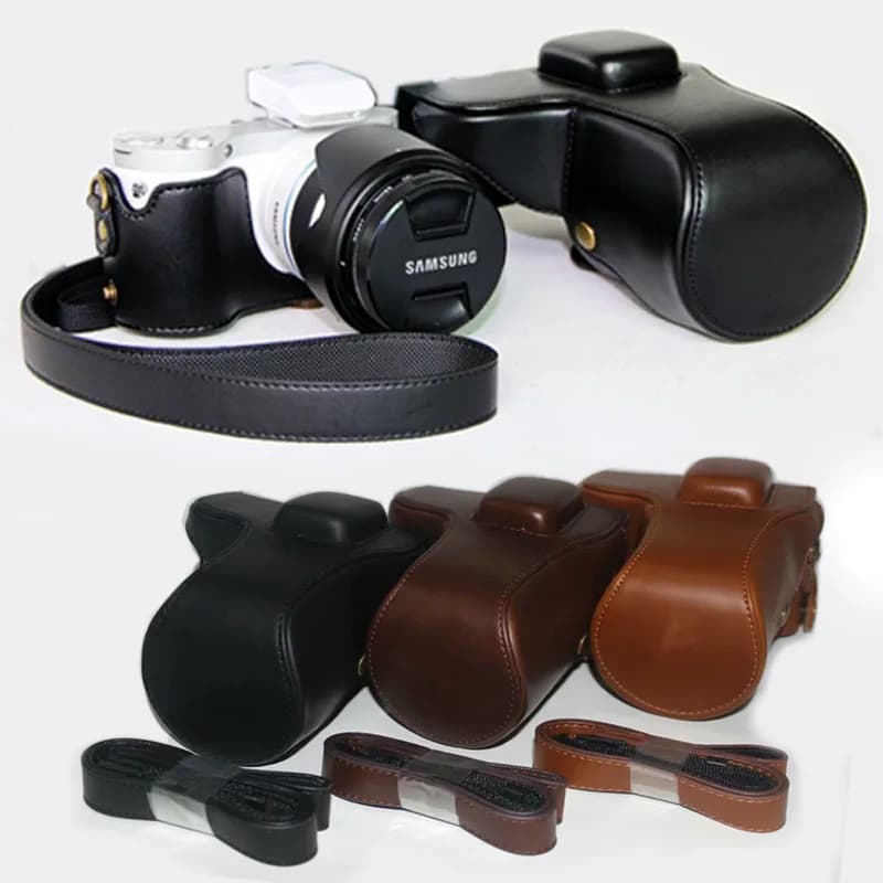 Custodia per fotocamera in pelle con tracolla per obiettivo Samsung NX300 18-55mm 20-50mm