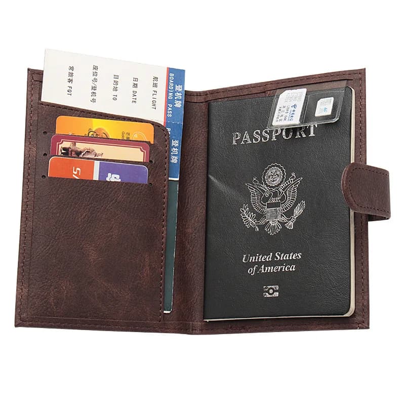 Porta Passaporto in Pelle per Viaggi d'Affari, Custodia per Passaporto, Porta Documenti, Accessori da Viaggio