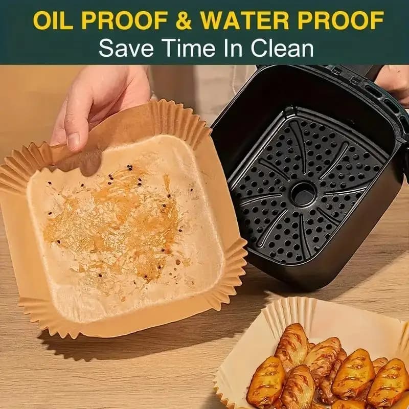 Non-stick coating for air fryer, easy to clean: disposable square paper bowl, convenient to clean, grill and outdoor in the kitchen