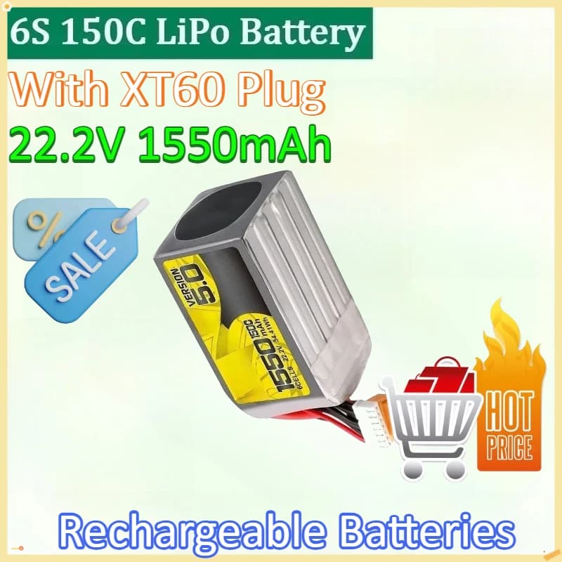 Nuovo 22.2V 1550mAh 6S 150C LoPi Batteria per RC Elicottero Quadcopter FPV Racing Drone Parti con XT60 Spina 6S Batteria Al Litio