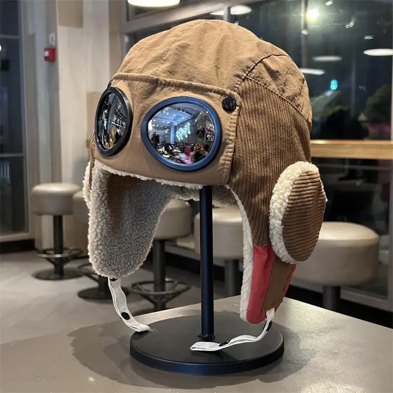 Nuovi occhiali invernali Design Berretto da pilota Uomo e donna Inverno Outdoor Velluto a coste Ciclismo Sci Protezione per le orecchie Cappelli bomber per il tempo libero