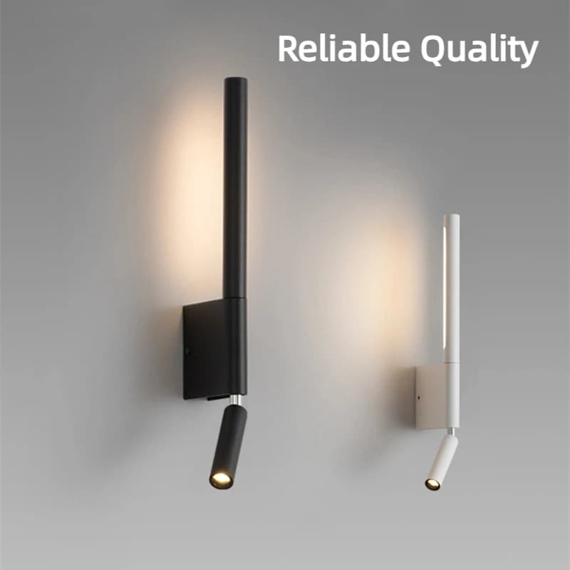 Lampada da parete da comodino Lampada da parete regolabile con rotazione di 330 gradi Lampada da lettura con interruttore Camera da letto principale minimalista Camera d'albergo nordica