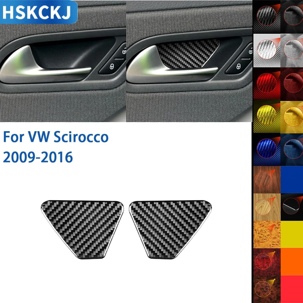 Per VW Scirocco 2009 2010 2011 2012 2013 2014 2015 2016 Accessori Auto Interni In Fibra di Carbonio Porta Interna Ciotola Trim Adesivo