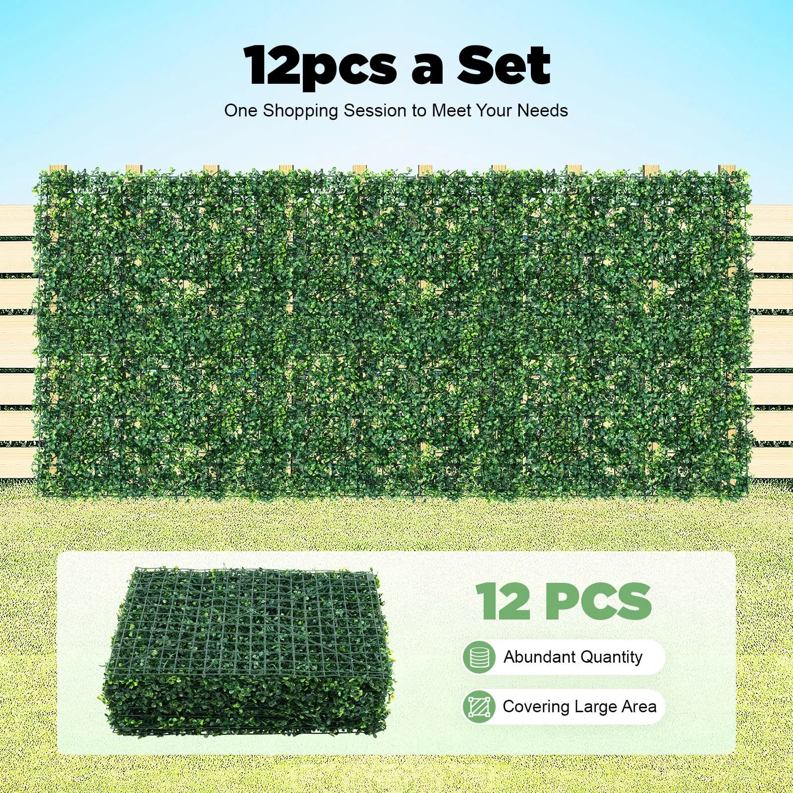 12 pieces panel artificial mat panels artificial bosso square mice plant privacy hedges for walls of indoor and outdoor gardens