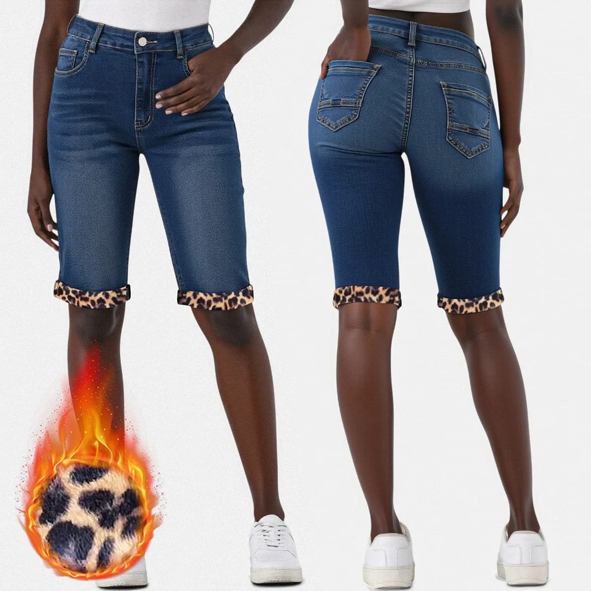 Nuovi jeans slim con stampa leopardata a vita bassa con sollevamento dell'anca Pantaloni dritti a cinque punti