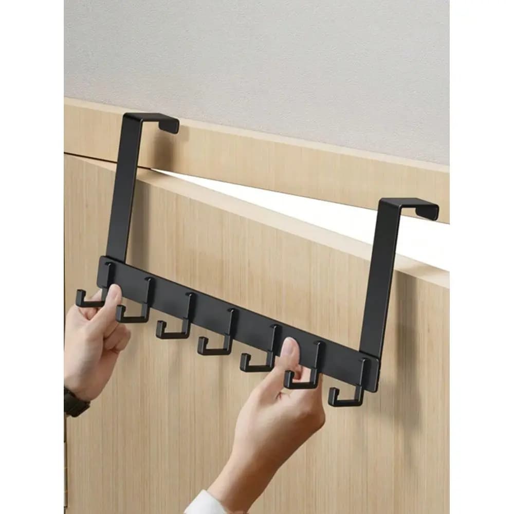 2pcs Door Coat Rack Hook, Clothes Wall Hook 7 Hooks Coat Towel Hanger Rack, For Door Back Kitchen Bathroom Organizer, Aesthetic