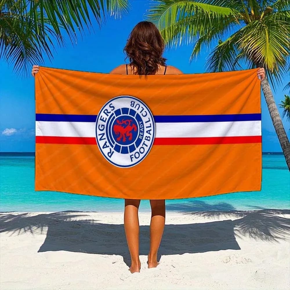 Asciugamano da spiaggia per tifosi del Rangers FC, con motivo a bandiera, protezione solare e antivento, adatto per piscina, campeggio, coperta da viaggio