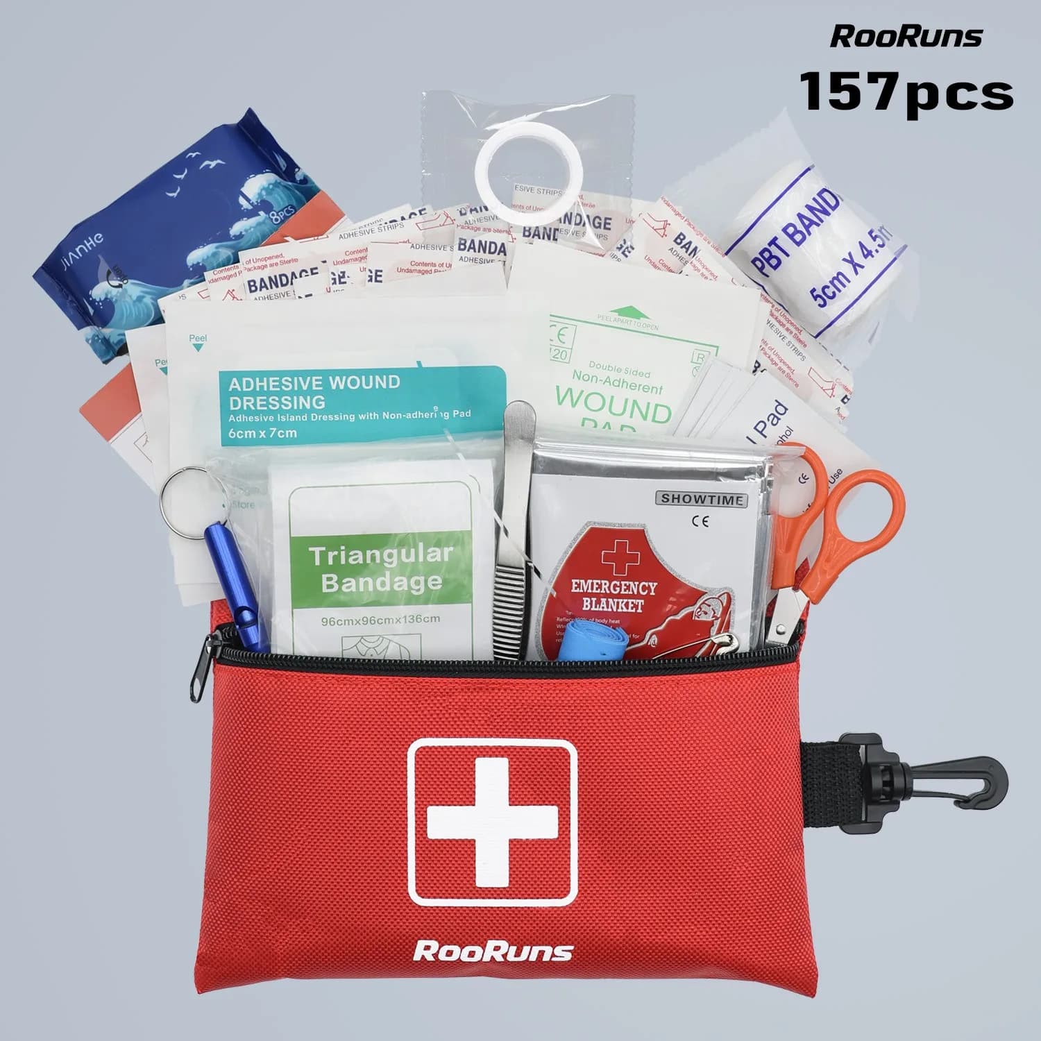 Kit di Pronto Soccorso Portatile da 157 Pezzi, Borsa Medica di Emergenza per Campeggio, Escursionismo, Viaggi, Casa e Auto