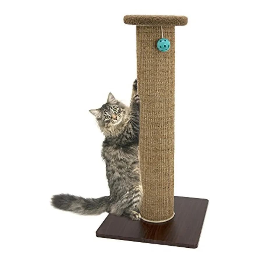 Tiragraffi per Gatti Alto in Sisal da 81 cm, Resistente con Base Robusta e Giocattolo Sonoro Sospeso, Facile da Montare, Protezione per Mobili