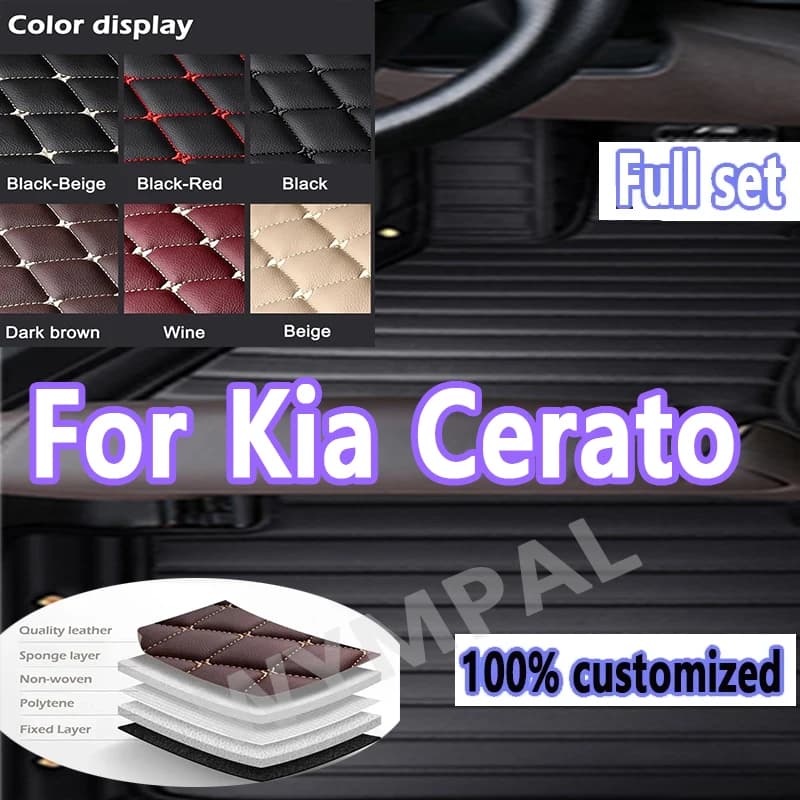 Tappetini per auto di lusso personalizzati per Kia Cerato 2007 2008 2009 2010 2011 2012 2013 2014 2015 2016 2017 Tappetini per auto Tappetini interni