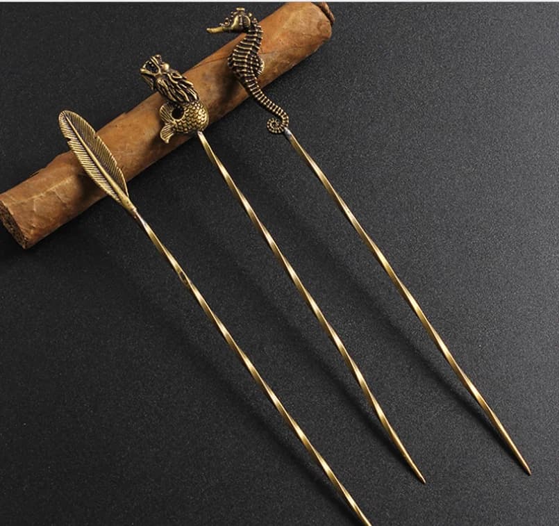 Pure Brass Needle Knife Drill Accessories Copper Cigar Punch Vintage Cigar Punch Boring Tool Creative Carving Cigar Tool
